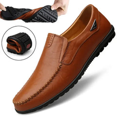 Men Casual Shoes Breathable Slip on Black Driving Shoes Plus Size