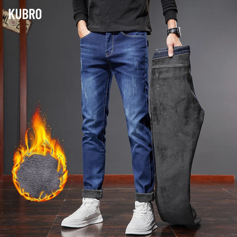 Jeans Men Business Slim Fashion Stretch Straight Causal Denim Trousers