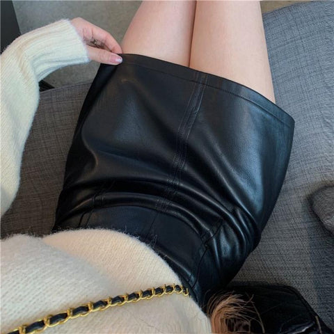 Mini Skirt Korean Fashion High Waist Wrap Hip A-line