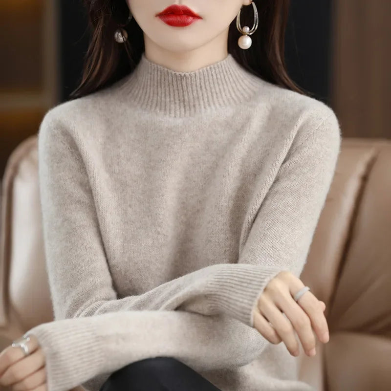 Sweater Fashion Warm Bottoming Shirts Half High Collar Basic Knitwear