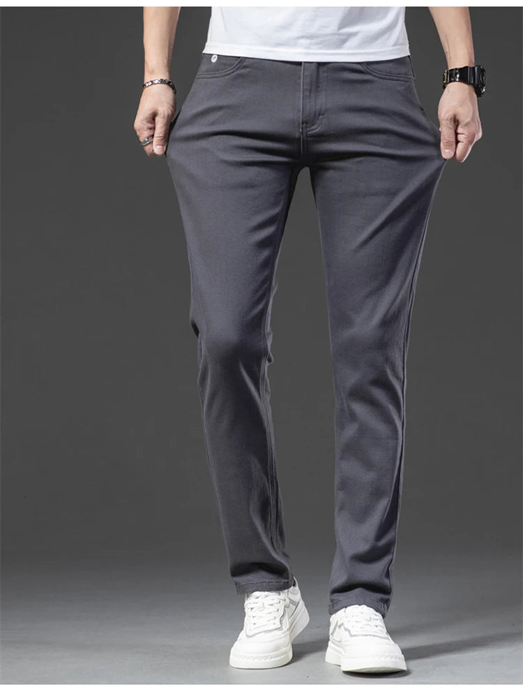 Cotton Stretch Men's Fitted Straight Pants