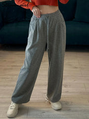 Loose Fleece Pants Women Wide Leg Thick Velvet Casual Trousers