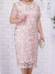Plus Size Summer Dresses for Wedding Short Sleeve Lace Floral