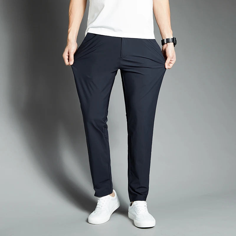 Brand Clothing Summer Stretch Casual Pants Men Thin Business Straight