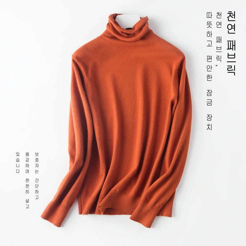 Women Sweater Turtleneck Slim Warm Pullovers Basic Knitted Tops