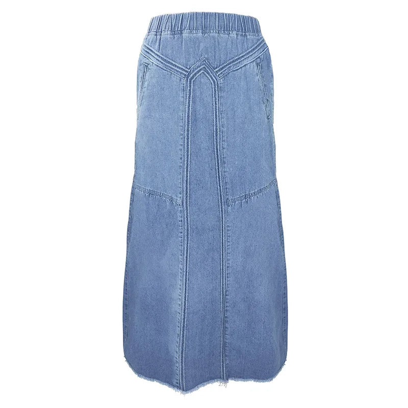 Oversize Bohemian Denim Maxi Boho Vintage Long Jean Skirt