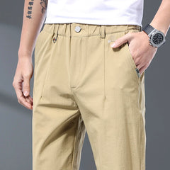 Summer Pants Men Casual Trousers Thin Zipper Pockets Sportswear