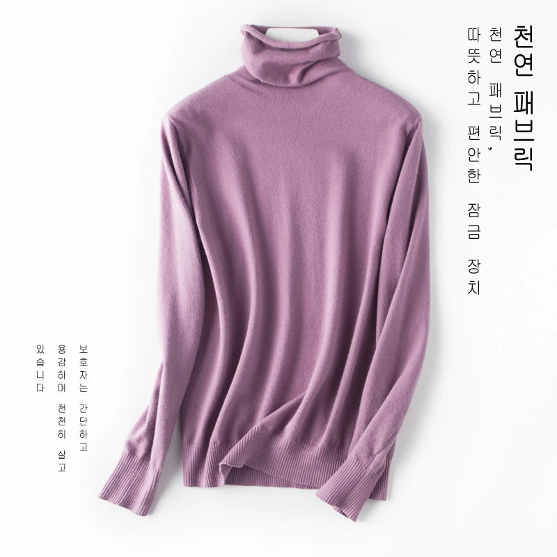 Women Sweater Turtleneck Slim Warm Pullovers Basic Knitted Tops