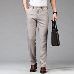 Thin Men's Casual Pants Linen Fabric Fashion Straight Trousers