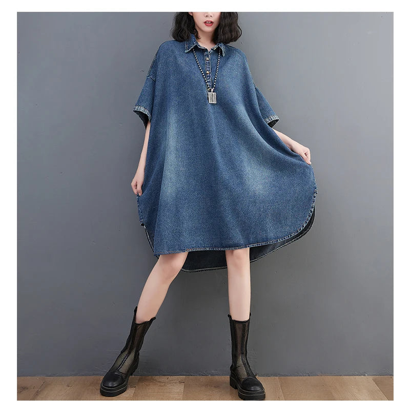 Oversized Summer Women Irregular Loose Denim Casual Big Size Pullover