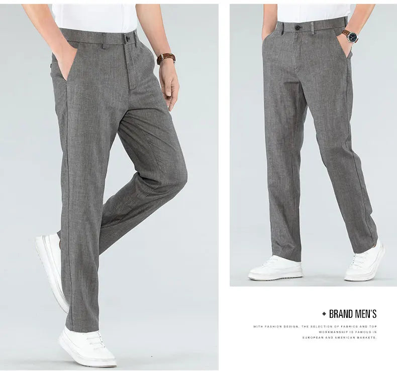 Ultra-thin Men's Fashion Pants Casual Straight Trousers