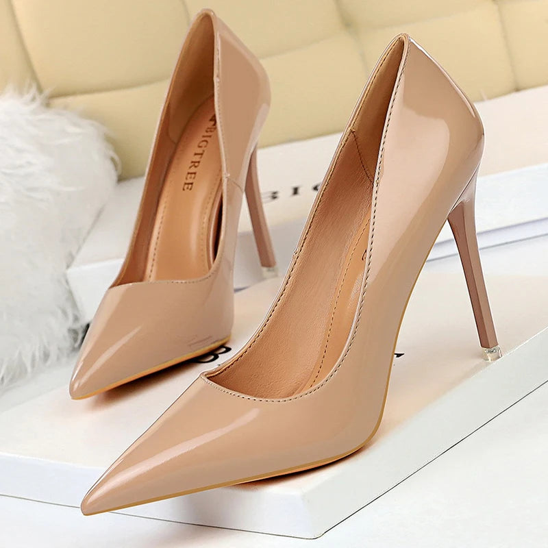 Shoes Patent Leather Women Heels Fashion Women Pumps