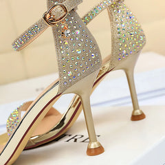 Shoes Rhinestone High Heels Pumps Heels Party Shoes Open Toe