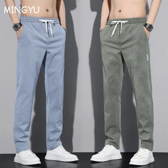 Casual Cargo Pants Men Drawstring Elastic Waist Jogging Work Trousers