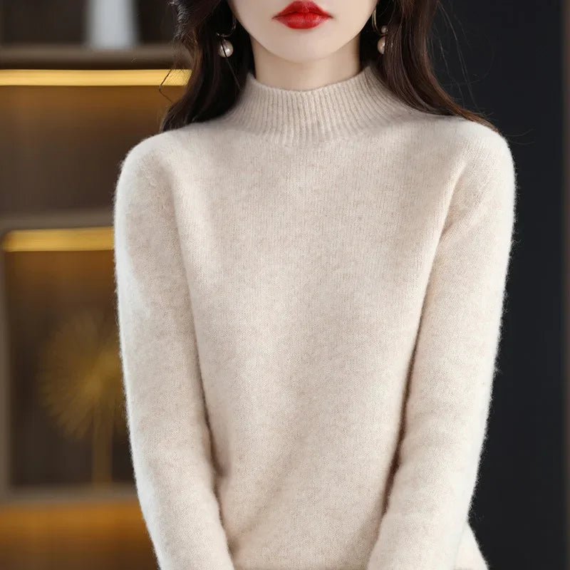 Sweater Fashion Warm Bottoming Shirts Half High Collar Basic Knitwear