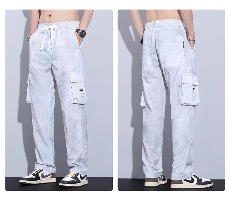 Summer Men's Ultra Thin Baggy Casual Pants Retro Casual