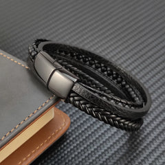 Multilayer Stainless Steel Insert Bracelet Beads Leather Bracelets