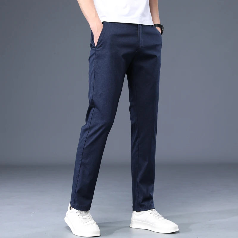 Summer Cotton Men Thin Regular Fit Casual Pants