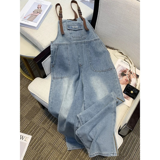 Casual Blue Denim Pants Overalls Streetwear Straight Loose Jeans