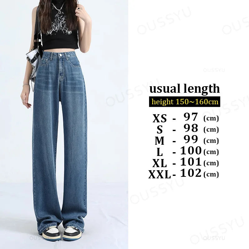 Thin Loose Straight High Waisted Pant Fashion Retro Casual Trousers