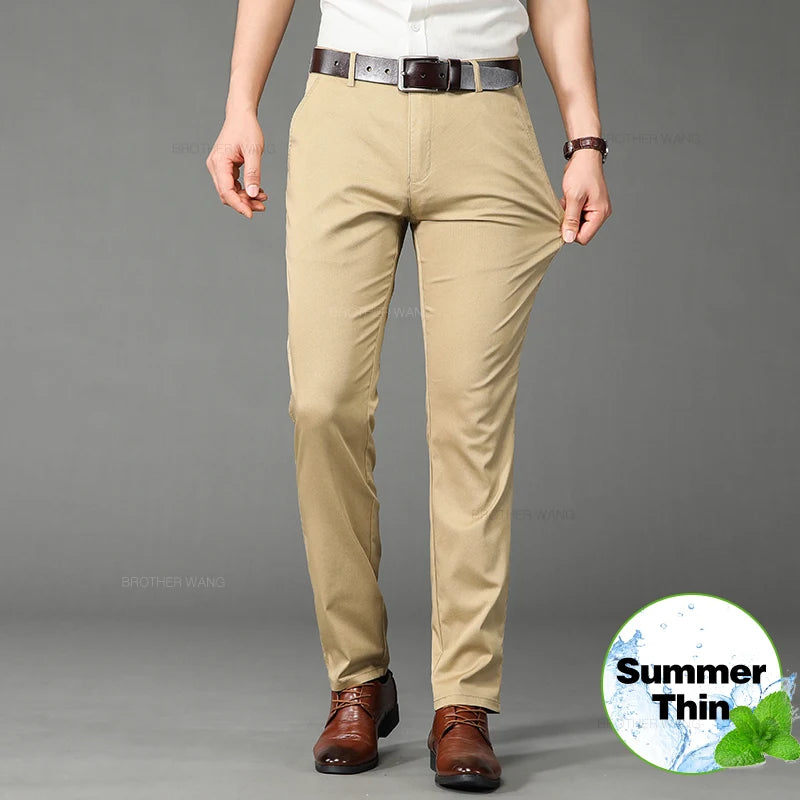 Men's Thin Casual Elastic Comfortable Fashion Straight Trousers