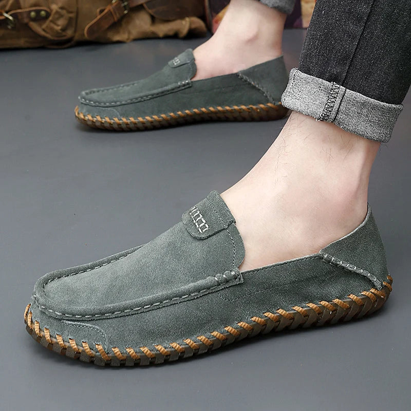 Suede Leather Loafers Casual Shoes For Men Slip On