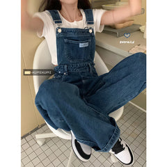 Vintage Straight Loose Denim Pants Women Overalls Fashion