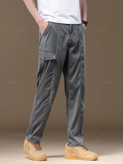 Men's Cargo Pants Solid Color Work Wear Elastic Waist Casual