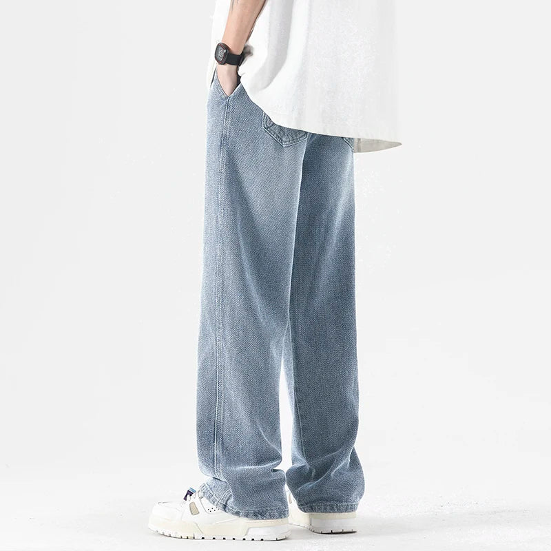 Summer Thin Men's Baggy Jeans Elastic Waist Streetwear