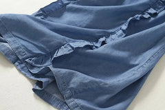 High Waist Sleeveless Mini Soft Jeans Dress Ruffles Casual