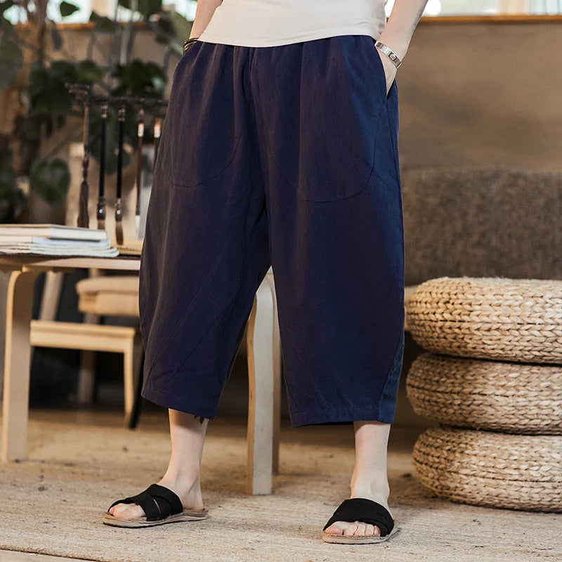 Summer Brand Japanese Style Loose Men's Cotton Harem Pants