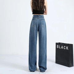 Thin Loose Straight High Waisted Pant Fashion Retro Casual Trousers