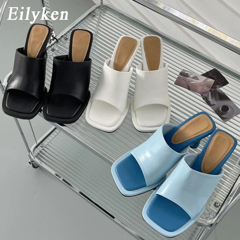 Summer Women Slipper Fashion Platform Square Toe High Heel