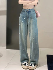 Design Pearl Slimming Loose Casual Baggy Jeans