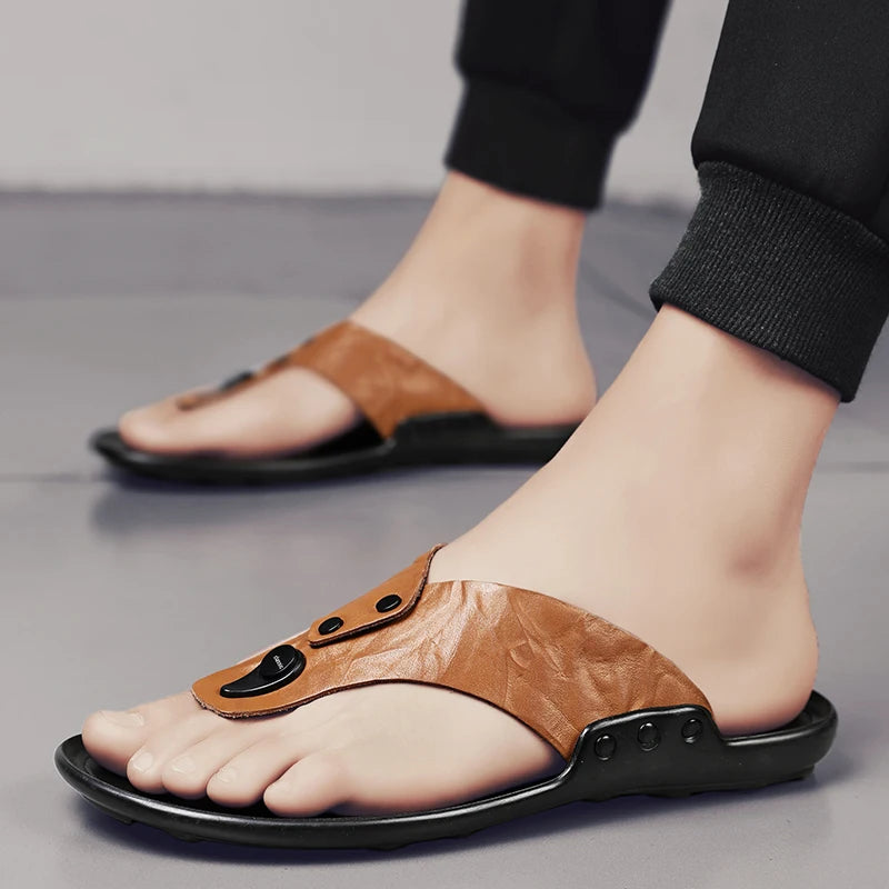 flip flops Men Sandals Slippers Leather Men Summer Shoes