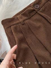Vintage High Waist Corduroy Pants Classic Baggy Wide Leg Trousers