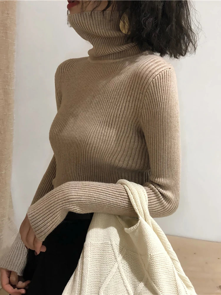 Turtleneck Sweater Tops Slim Women Pullover Jumper