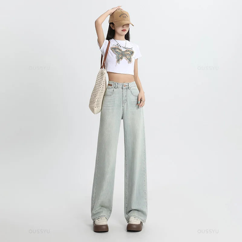 Thin Loose Wide Leg Straight High Waisted Pant Fashion