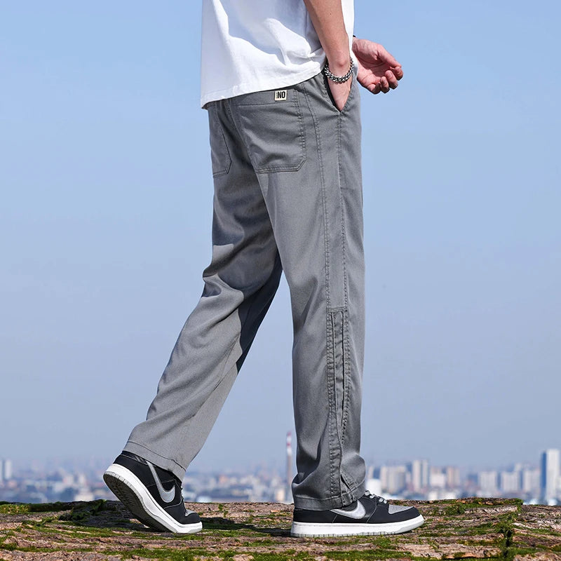 Men's Summer Thin Baggy Wide Leg Casual Pants Solid Color Cargo Pants