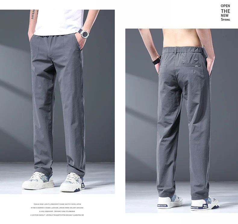 Summer Pants Men Casual Trousers Thin Zipper Pockets Sportswear