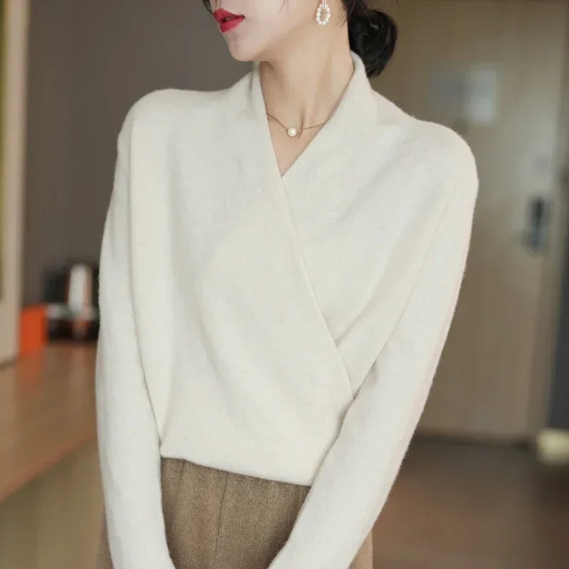 Sweater Knitted Pullover Clothes Casual  V-Neck Warm Fashion Knit Tops