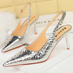 Women Sandals Patent Leather Design Pumps Fashion Heels