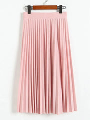 Fashion Women's High Waist Pleated Solid Color Half Length
