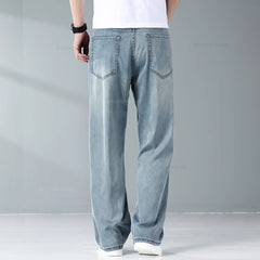 Summer Jeans for Men Loose Wide Leg Plus Size Casual Trousers