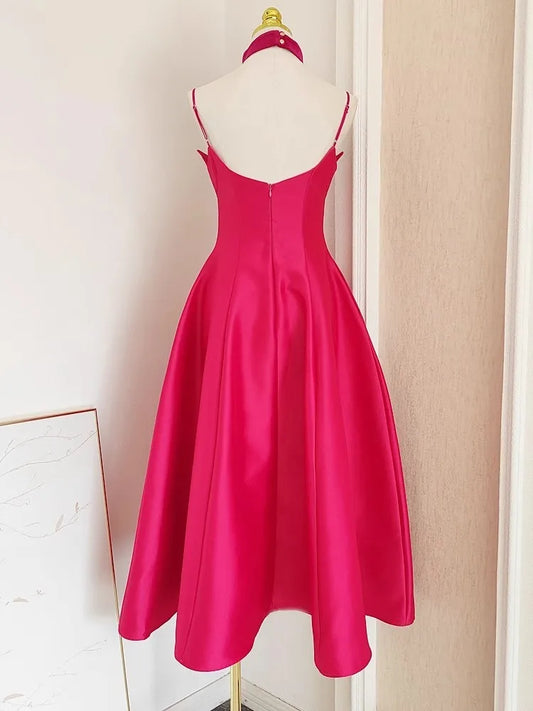Prom Wedding Backless Chest Pad Wrap Corset A Line Pleated Midi Long Dresses
