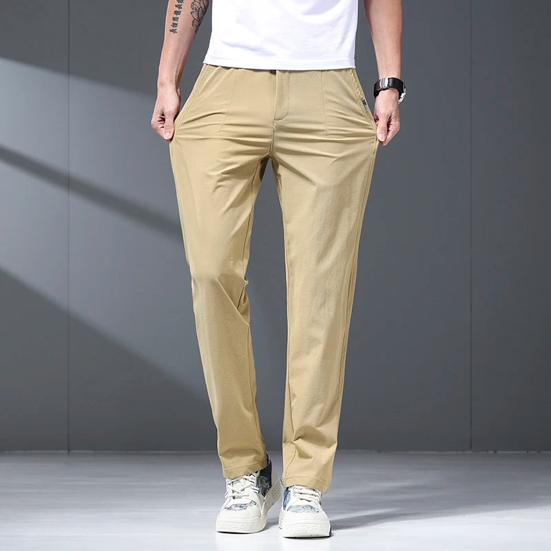 Summer Pants Men Casual Trousers Thin Zipper Pockets Sportswear