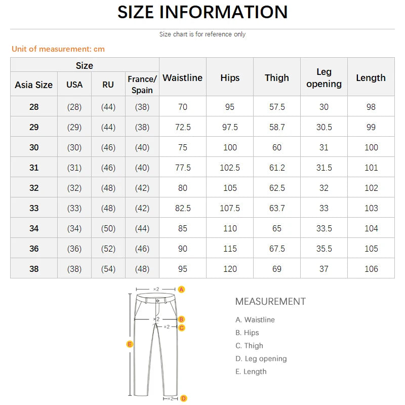 Men's Slim Straight Pants Business Casual Denim Elastic Cotton Fashion