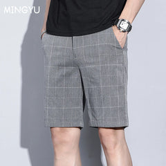 Brand Clothing Plaid Stripe Shorts Summer Thin Business Knee Length Pants