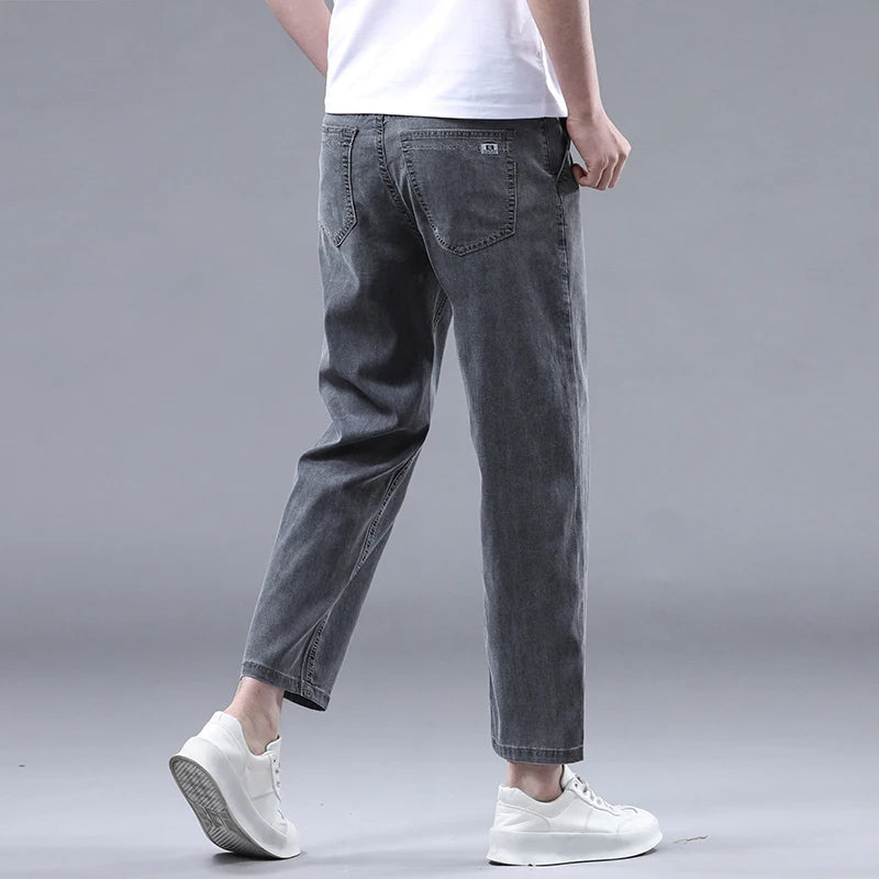 Style Men's Straight Casual Thin Jeans Denim Ankle-Length Pants