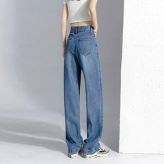 Summer Wide-Leg Jeans High Waist Trousers Loose Straight Pants